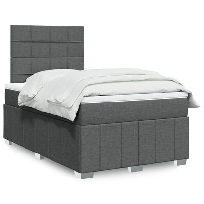 Cama Box Spring Con Colchón Tela Gris Taupe