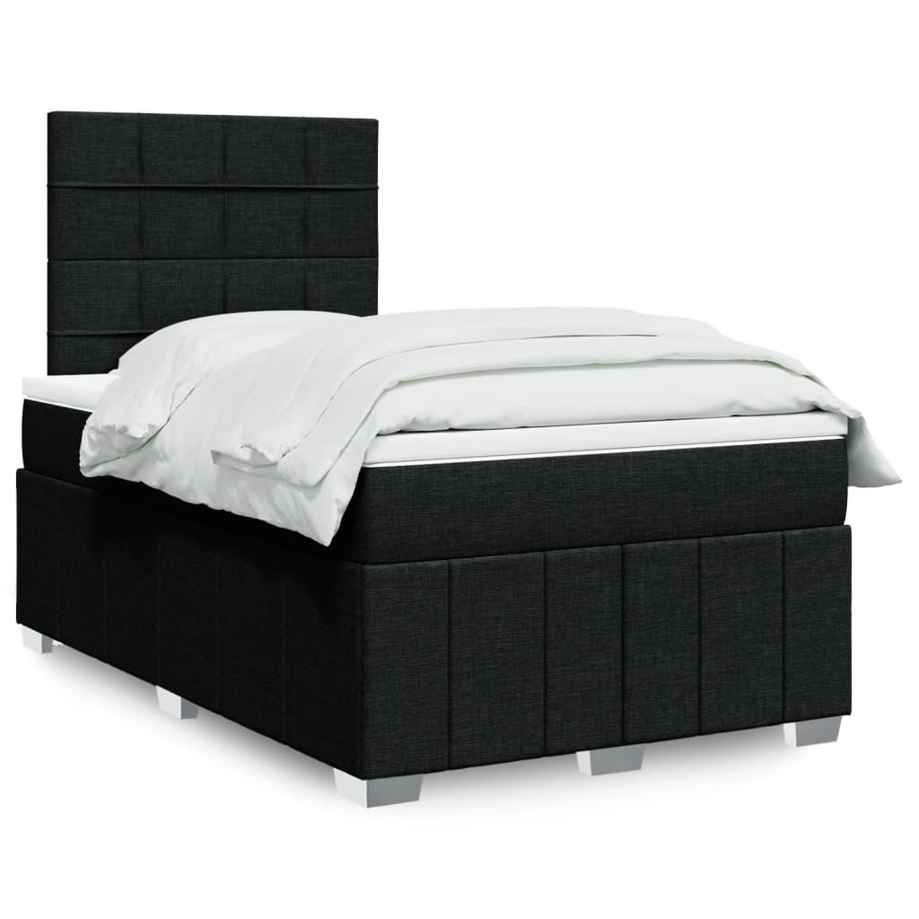 Cama Box Spring Con Colchón Tela Gris Taupe