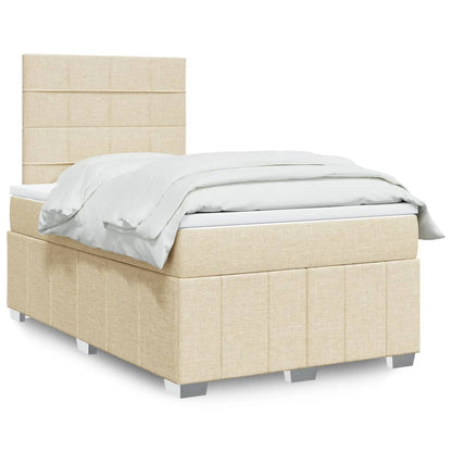 Cama Box Spring Con Colchón Tela Gris Taupe