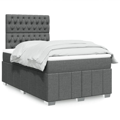 Cama Box Spring Con Colchón Tela Gris Taupe