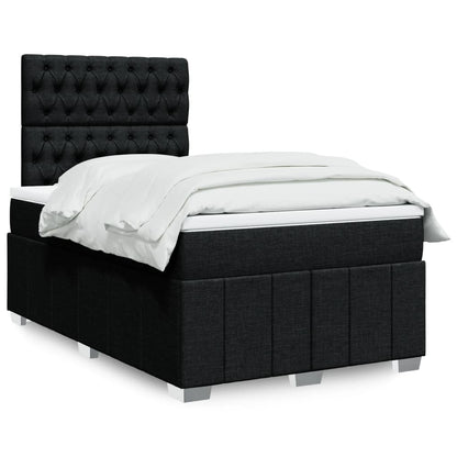 Cama Box Spring Con Colchón Tela Gris Taupe