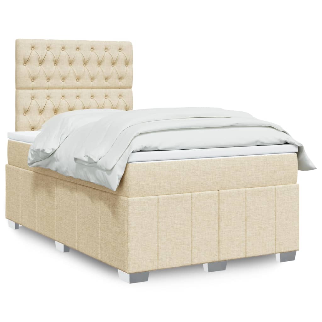 Cama Box Spring Con Colchón Tela Gris Taupe