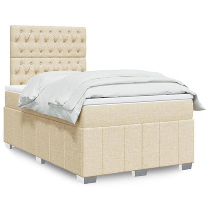 Cama Box Spring Con Colchón Tela Gris Taupe