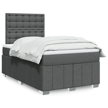 Cama Box Spring Con Colchón Tela Gris Taupe