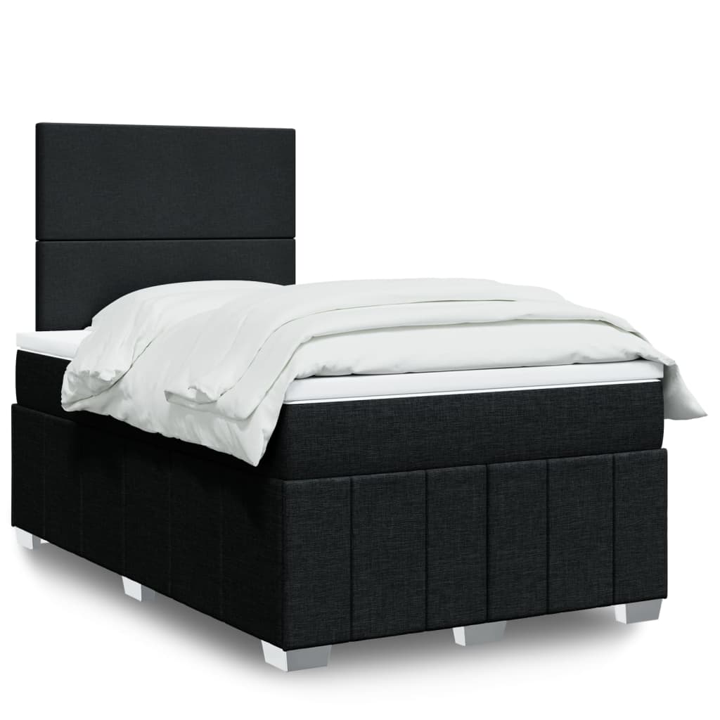 Cama Box Spring Con Colchón Tela Gris Taupe
