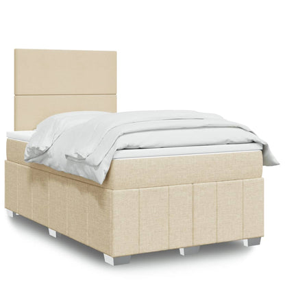 Cama Box Spring Con Colchón Tela Gris Taupe
