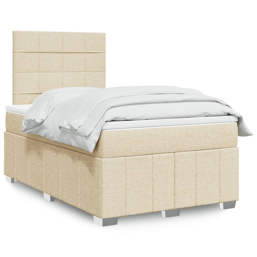 Cama Box Spring Con Colchón Tela Gris Taupe