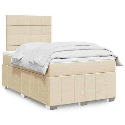 Cama Box Spring Con Colchón Tela Gris Taupe