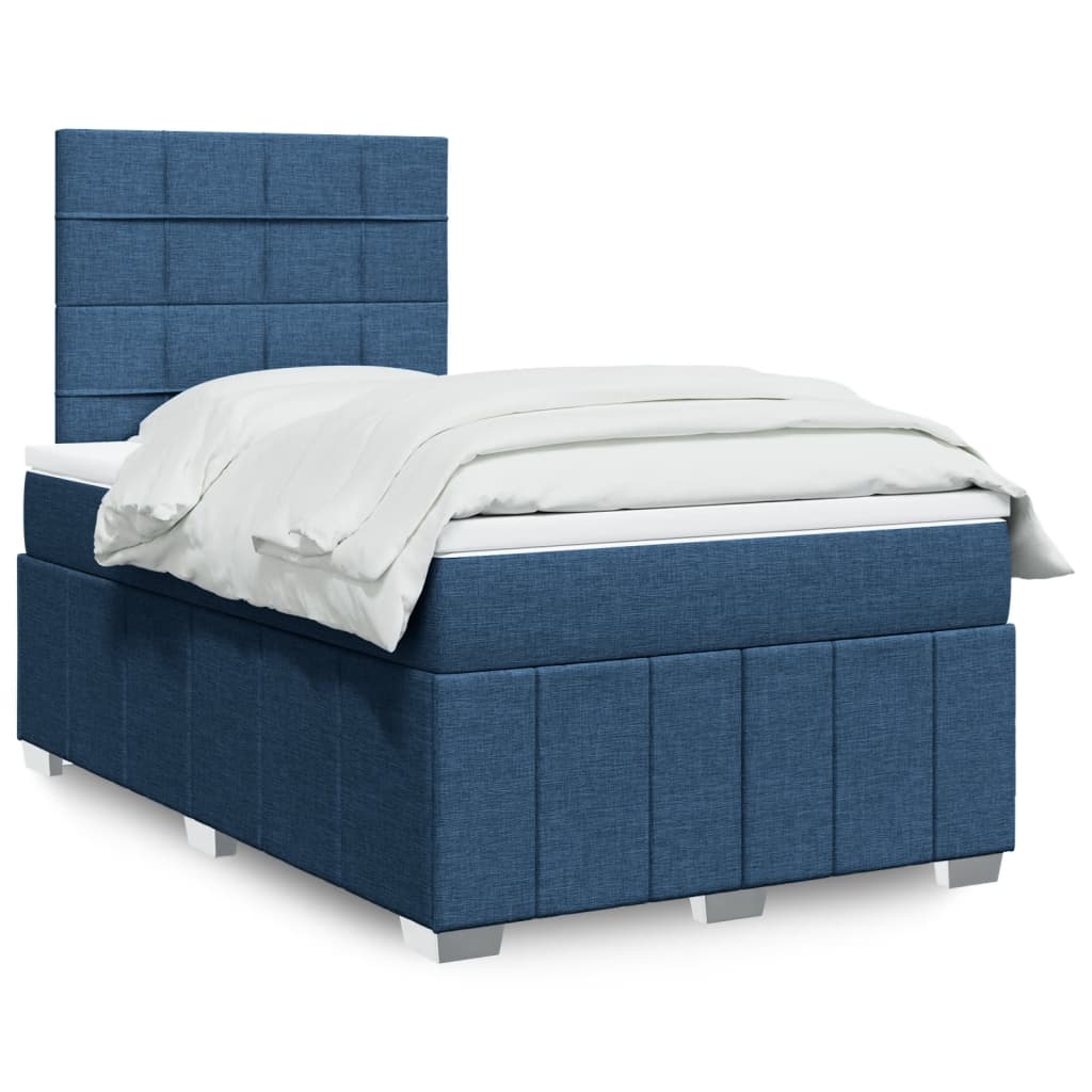 Cama Box Spring Con Colchón Tela Gris Taupe