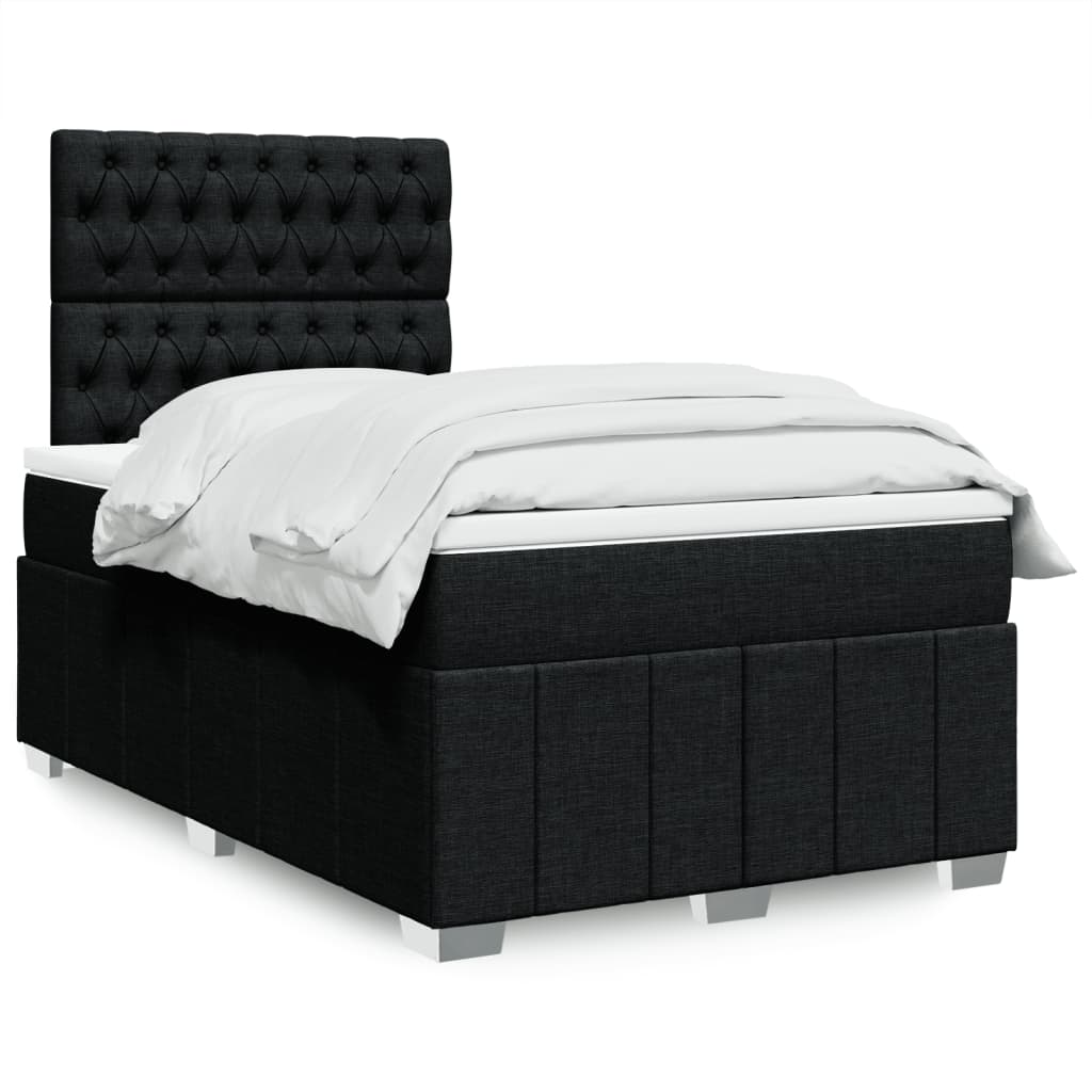 Cama Box Spring Con Colchón Tela Gris Taupe
