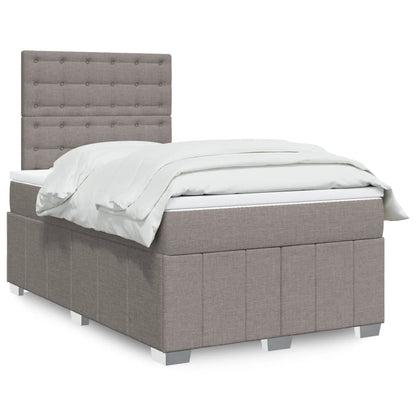 Cama Box Spring Con Colchón Tela Gris Taupe