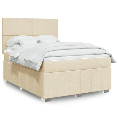 Cama Box Spring Con Colchón Tela Gris Taupe