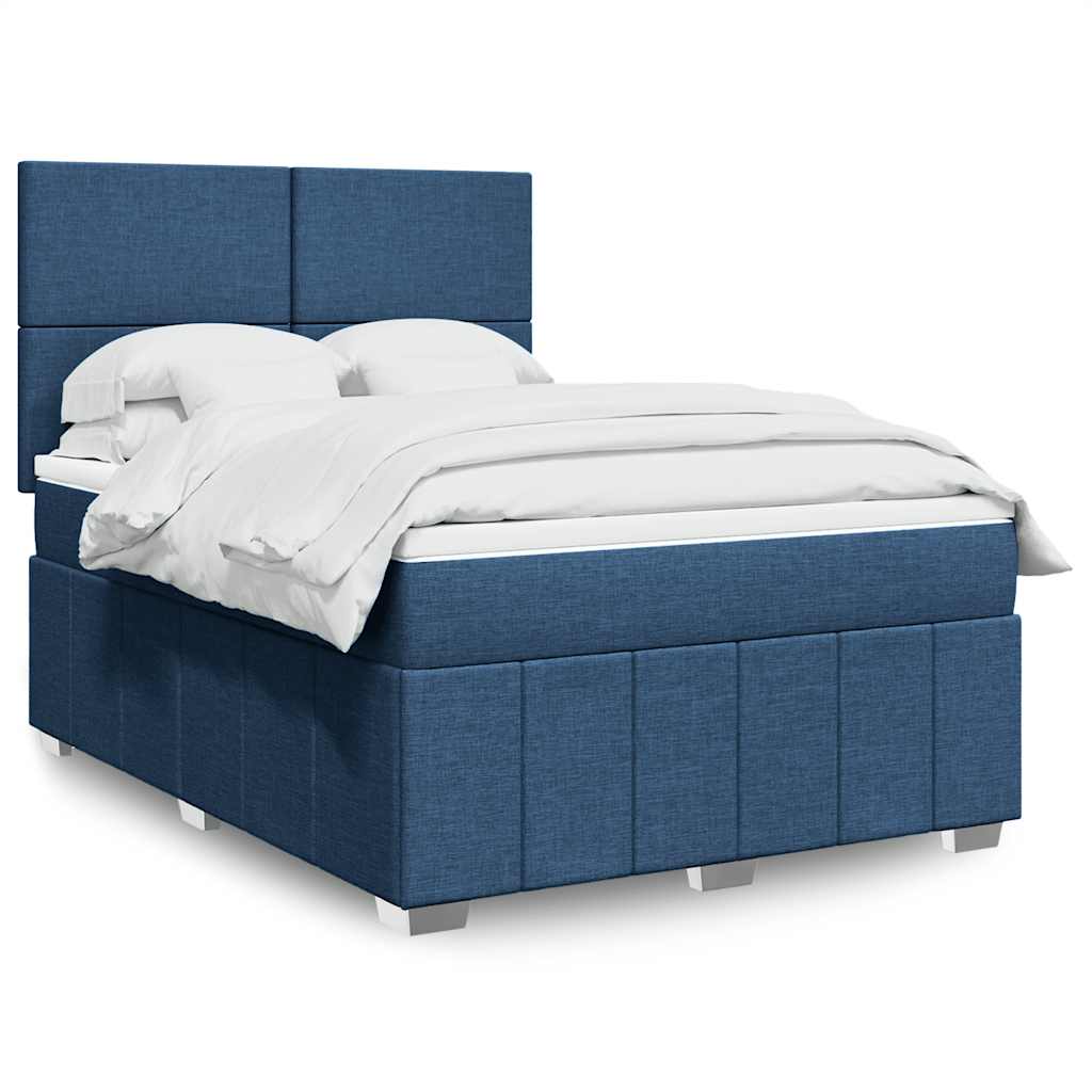 Cama Box Spring Con Colchón Tela Gris Taupe