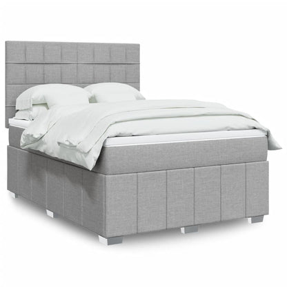 Cama Box Spring Con Colchón Tela Gris Taupe