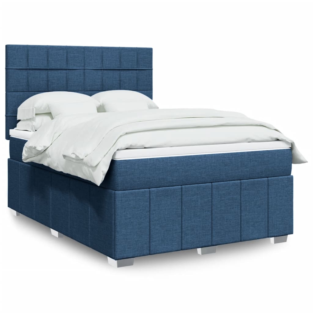Cama Box Spring Con Colchón Tela Gris Taupe