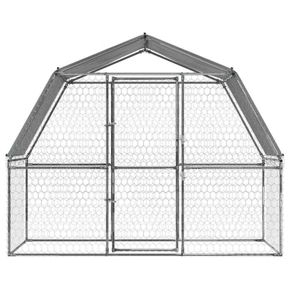 Jaula Para Perros Con Techo Y Puerta Acero Galvanizado Plateado