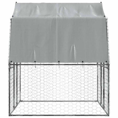 Jaula Para Perros Con Techo Y Puerta Acero Galvanizado Plateado