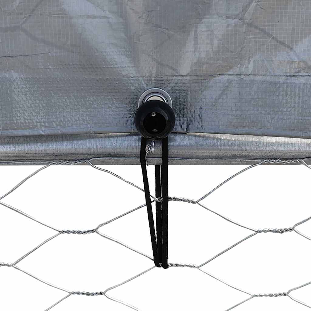 Jaula Para Perros Con Techo Y Puerta Acero Galvanizado Plateado