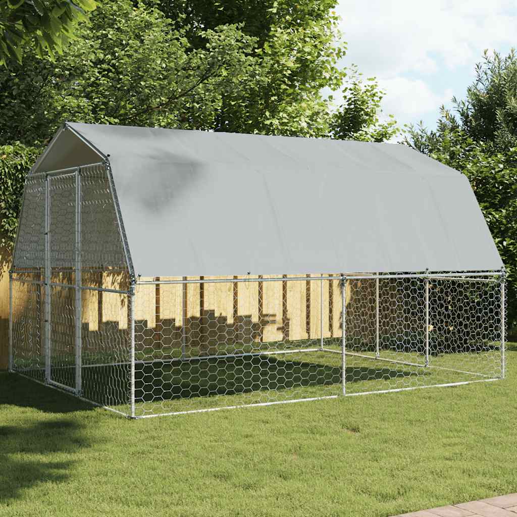 Jaula Para Perros Con Techo Y Puerta Acero Galvanizado Plateado