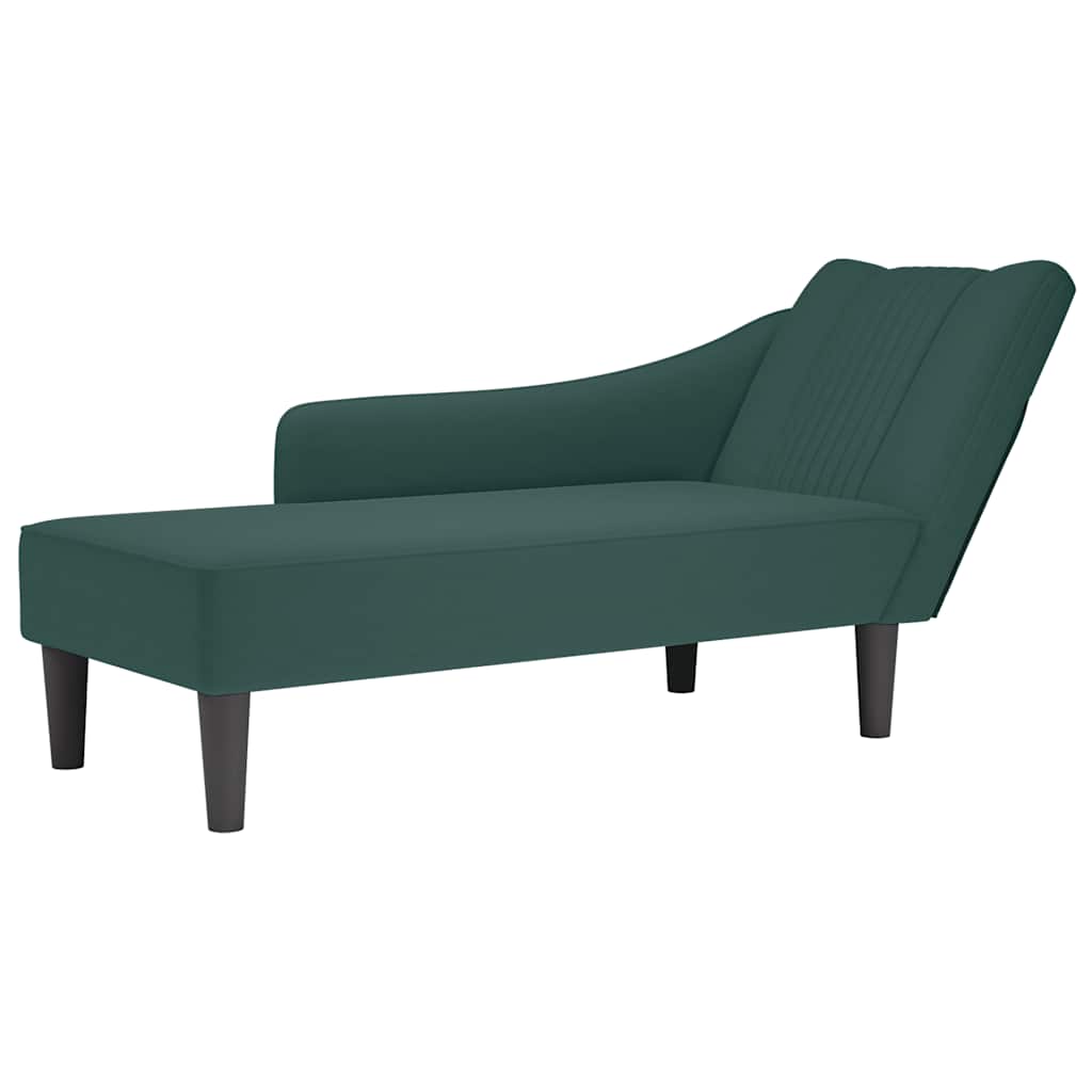 Chaise Longue Con Reposabrazos Derecho Terciopelo Rojo Vino