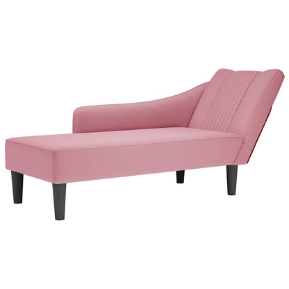 Chaise Longue Con Reposabrazos Derecho Terciopelo Rojo Vino