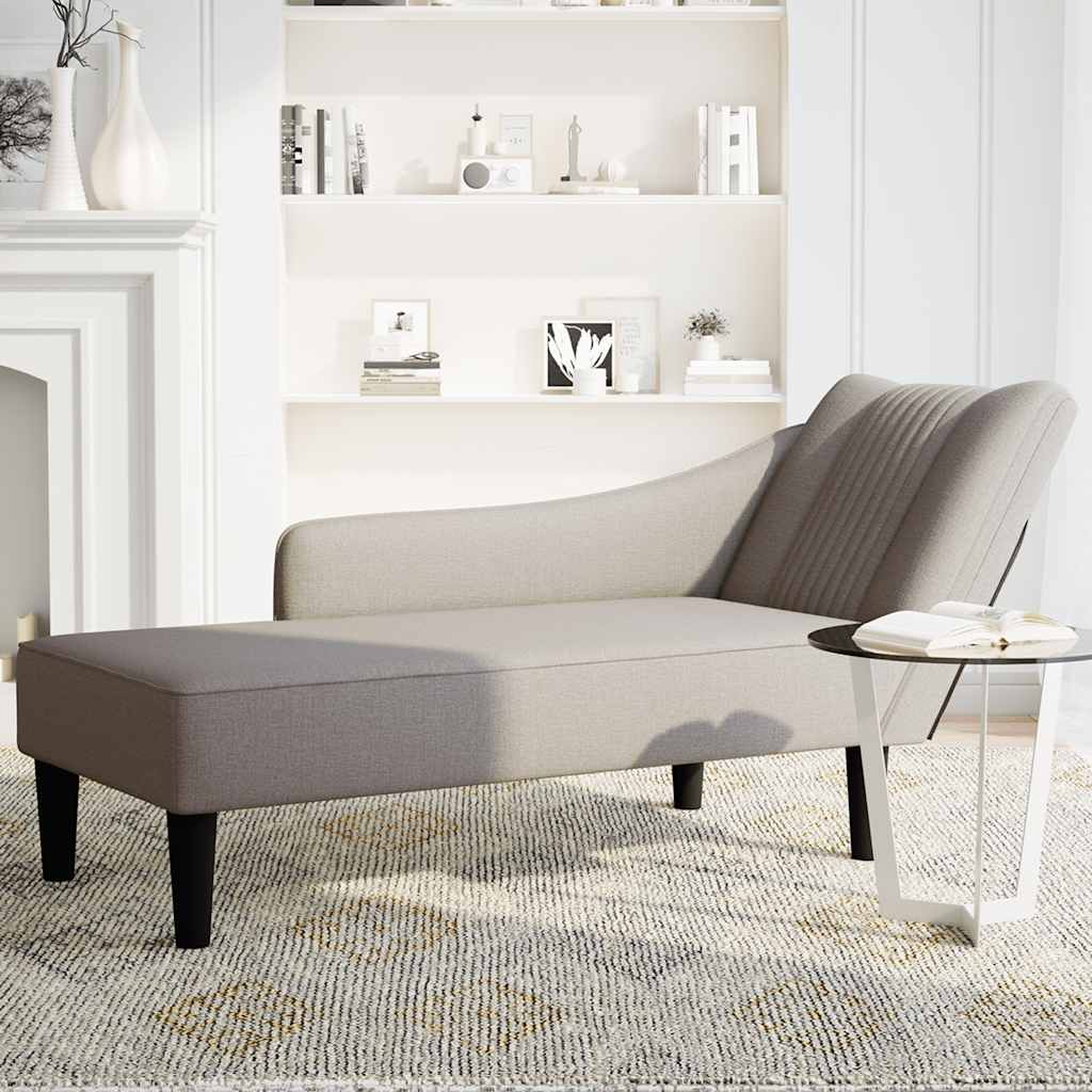 Chaise Longue Con Reposabrazos Derecho Tela Color Topo
