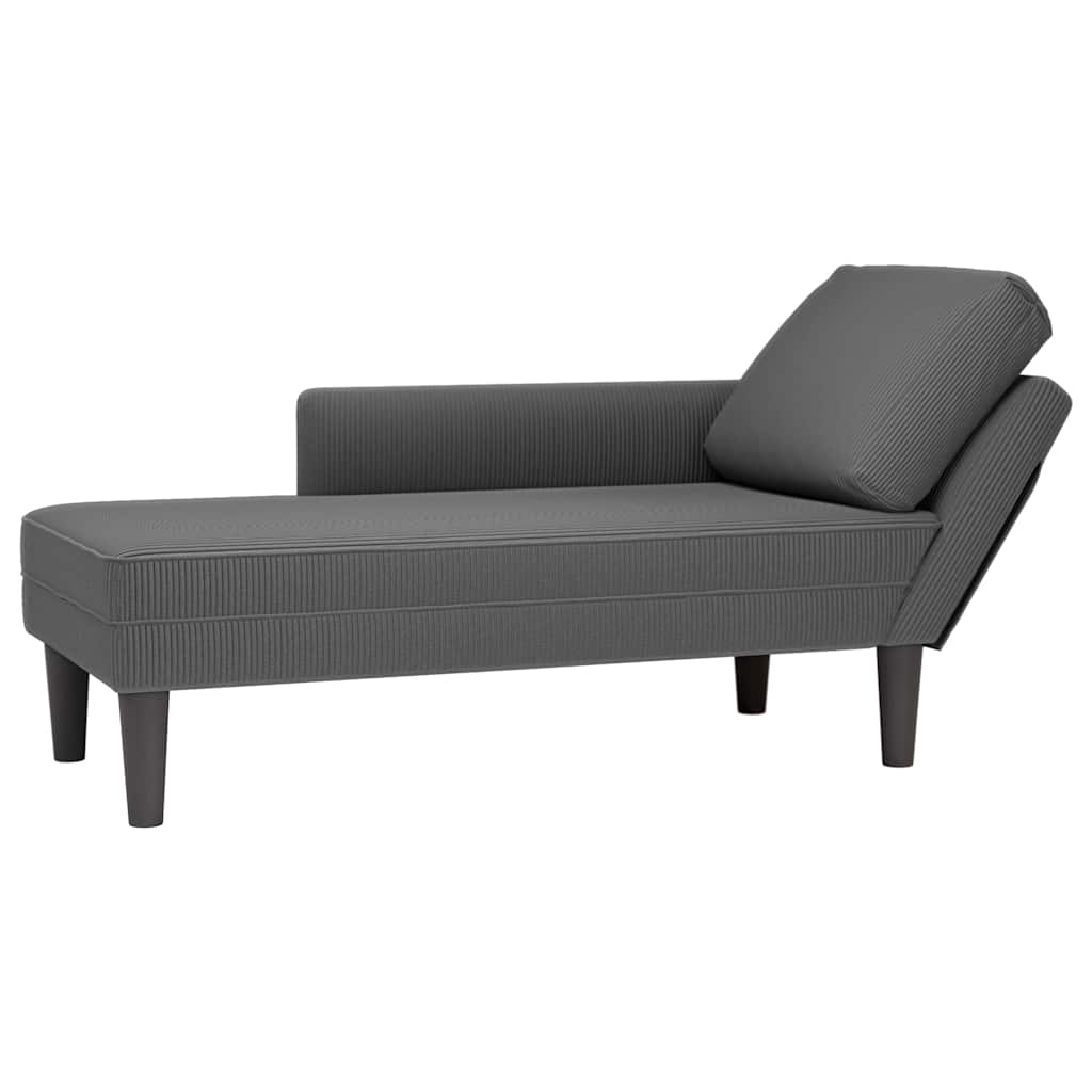Chaise Longue Con Cojín De Tela De Pana Rojo Y Naranja