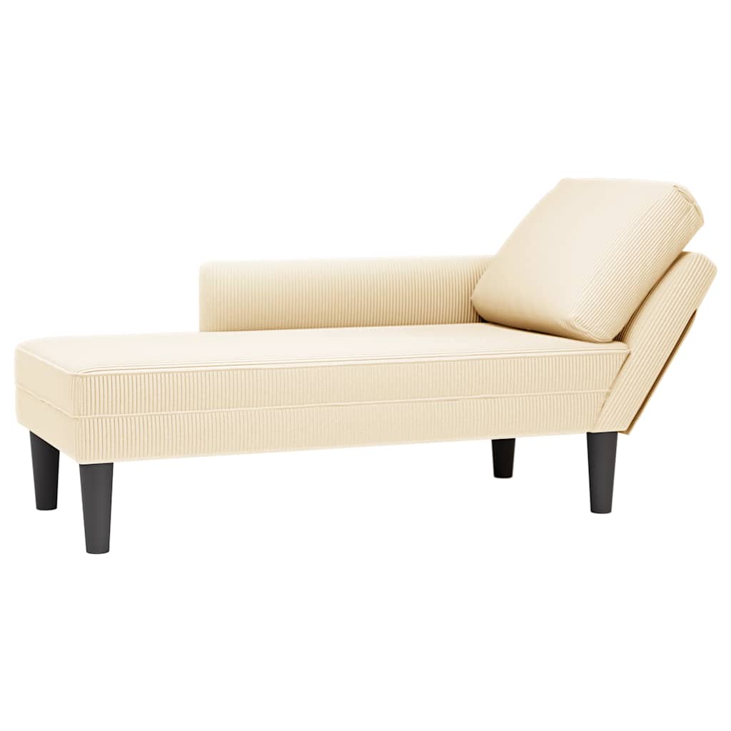 Chaise Longue Con Cojín De Tela De Pana Rojo Y Naranja