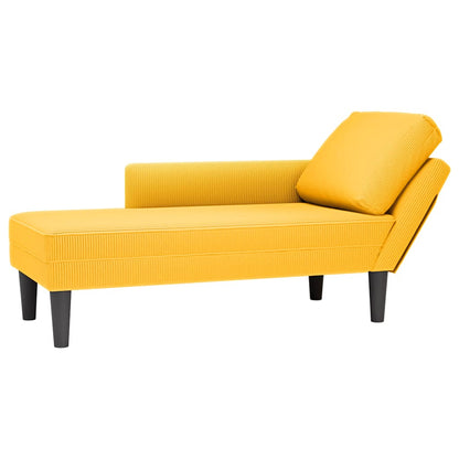 Chaise Longue Con Cojín De Tela De Pana Rojo Y Naranja