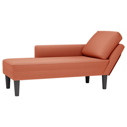 Chaise Longue Con Cojín De Tela De Pana Rojo Y Naranja