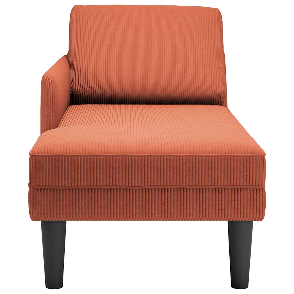 Chaise Longue Con Cojín De Tela De Pana Rojo Y Naranja