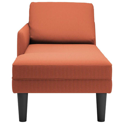 Chaise Longue Con Cojín De Tela De Pana Rojo Y Naranja