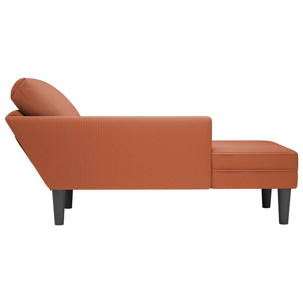 Chaise Longue Con Cojín De Tela De Pana Rojo Y Naranja