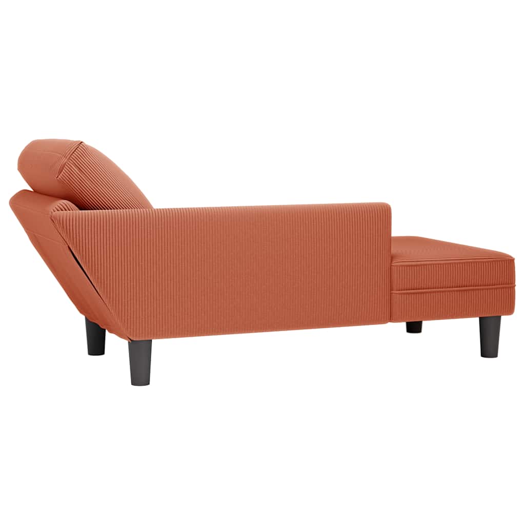 Chaise Longue Con Cojín De Tela De Pana Rojo Y Naranja