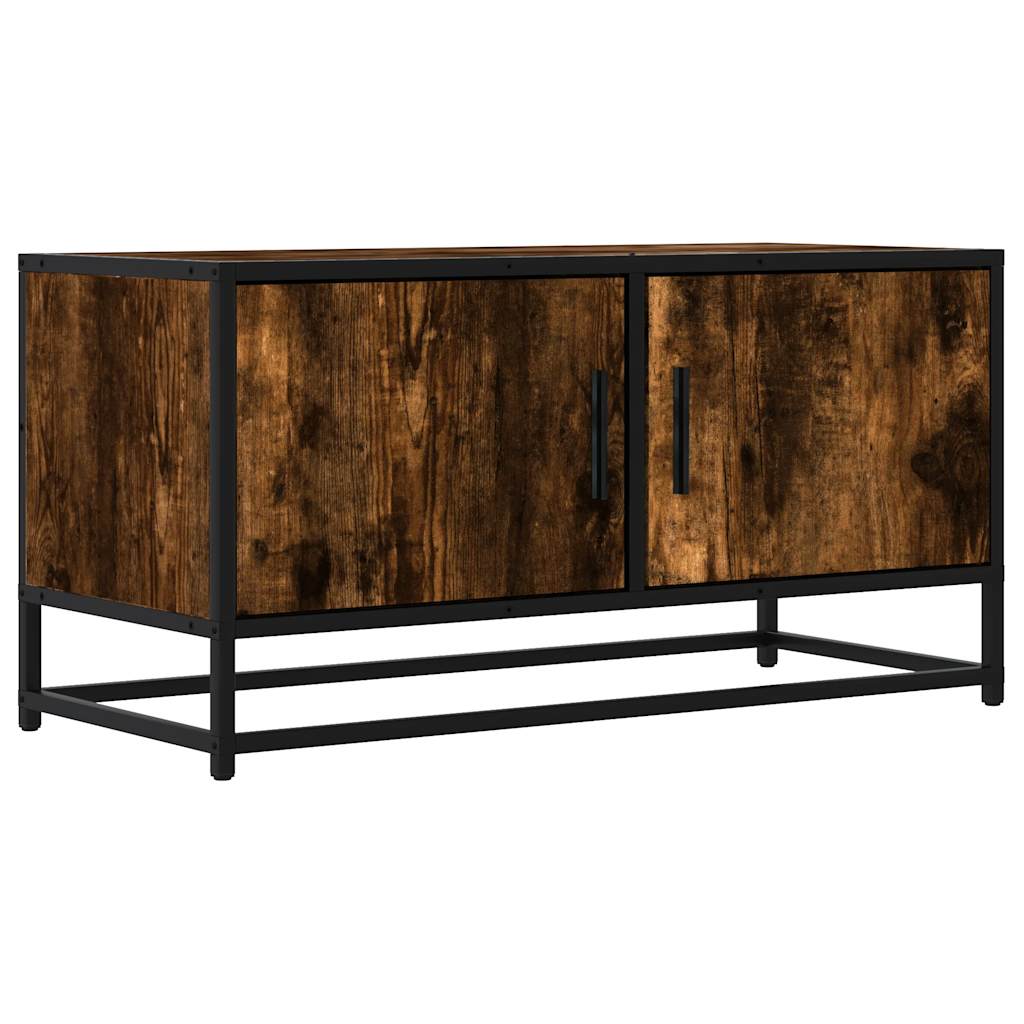 Mueble Tv Metal Y Madera Ingeniería Roble Humo 80X34,5X40 Cm
