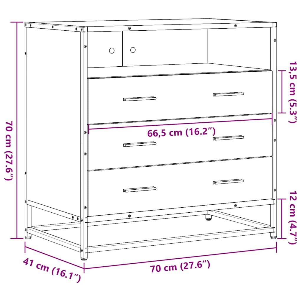 Cajonera De Madera Contrachapada Color 70X41X70 Cm