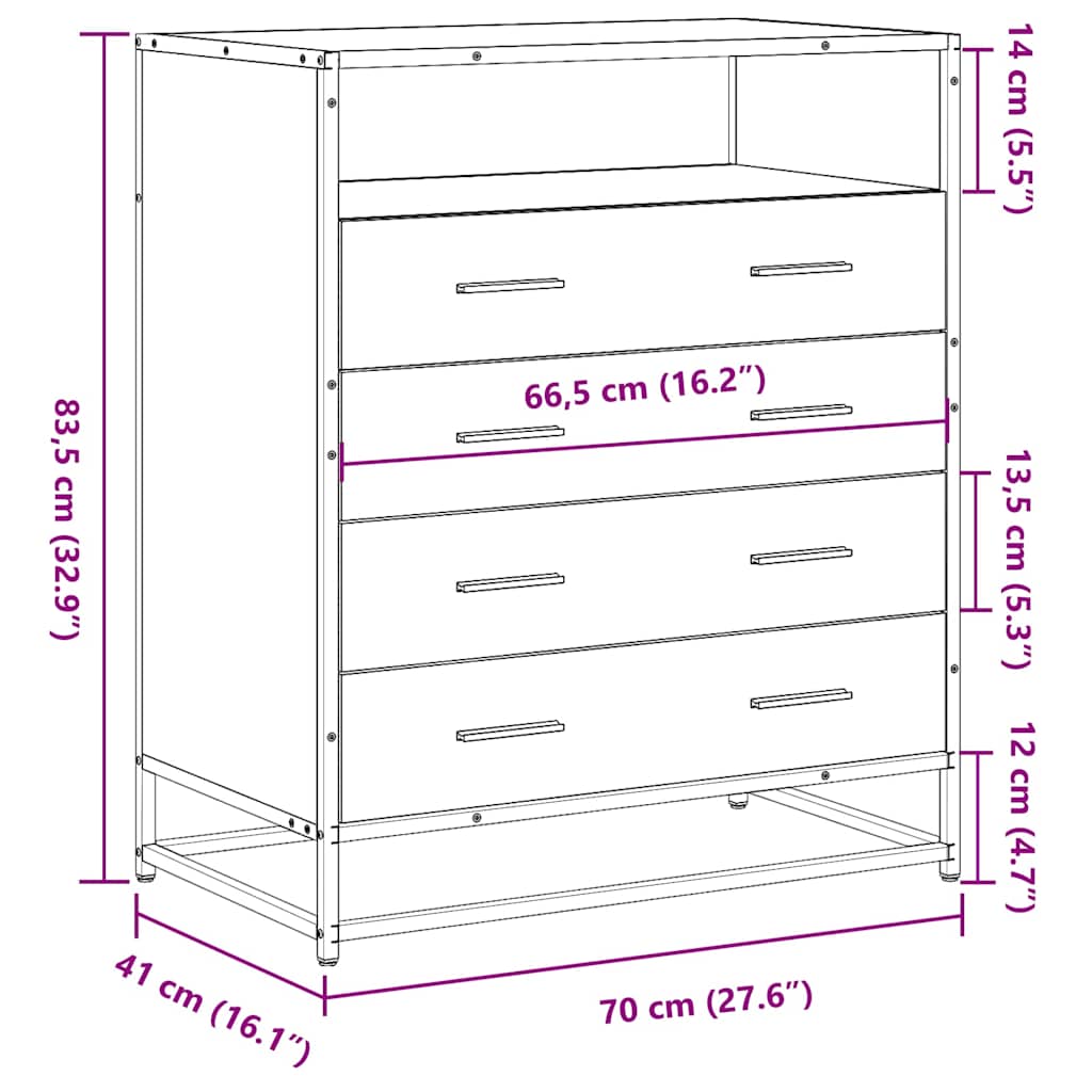Cómoda De Madera Contrachapada 70X41X83,5 Cm