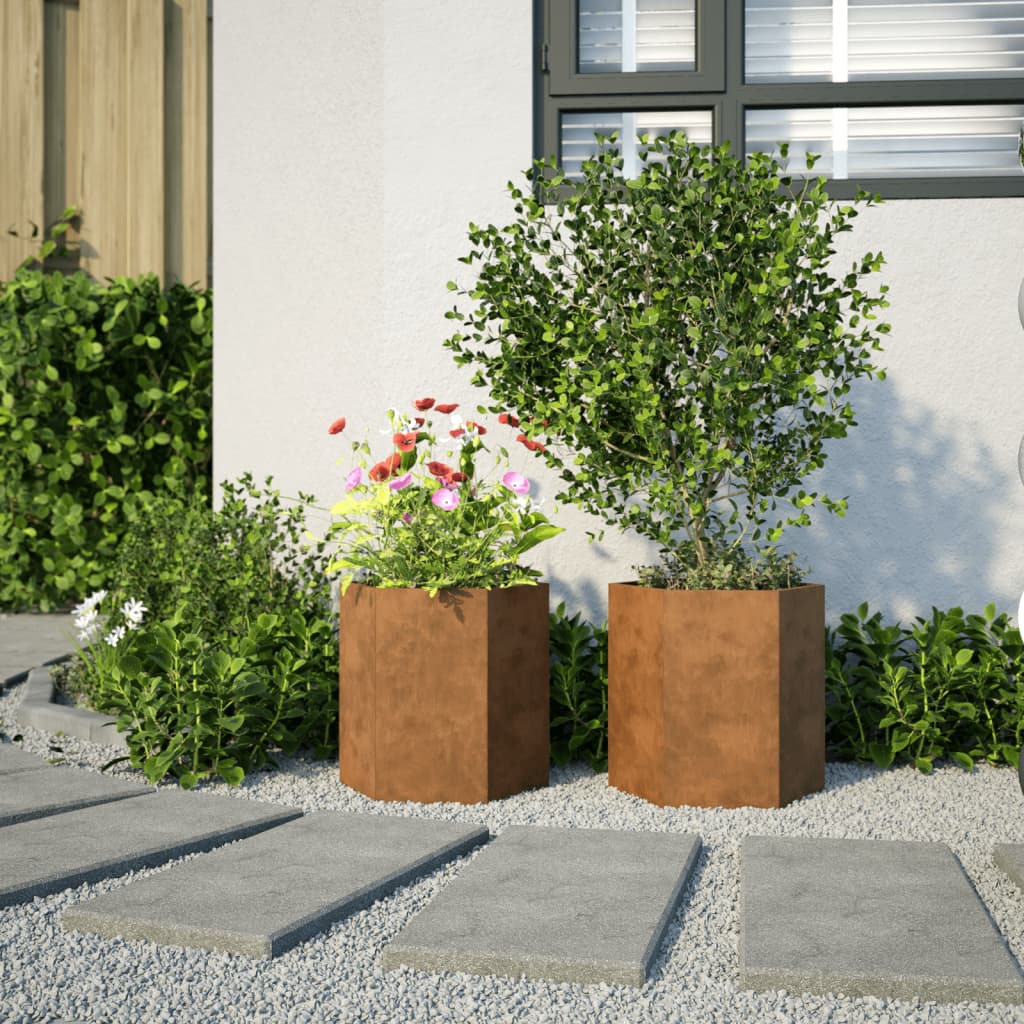 Jardineras Hexagonales Acero Desgastado