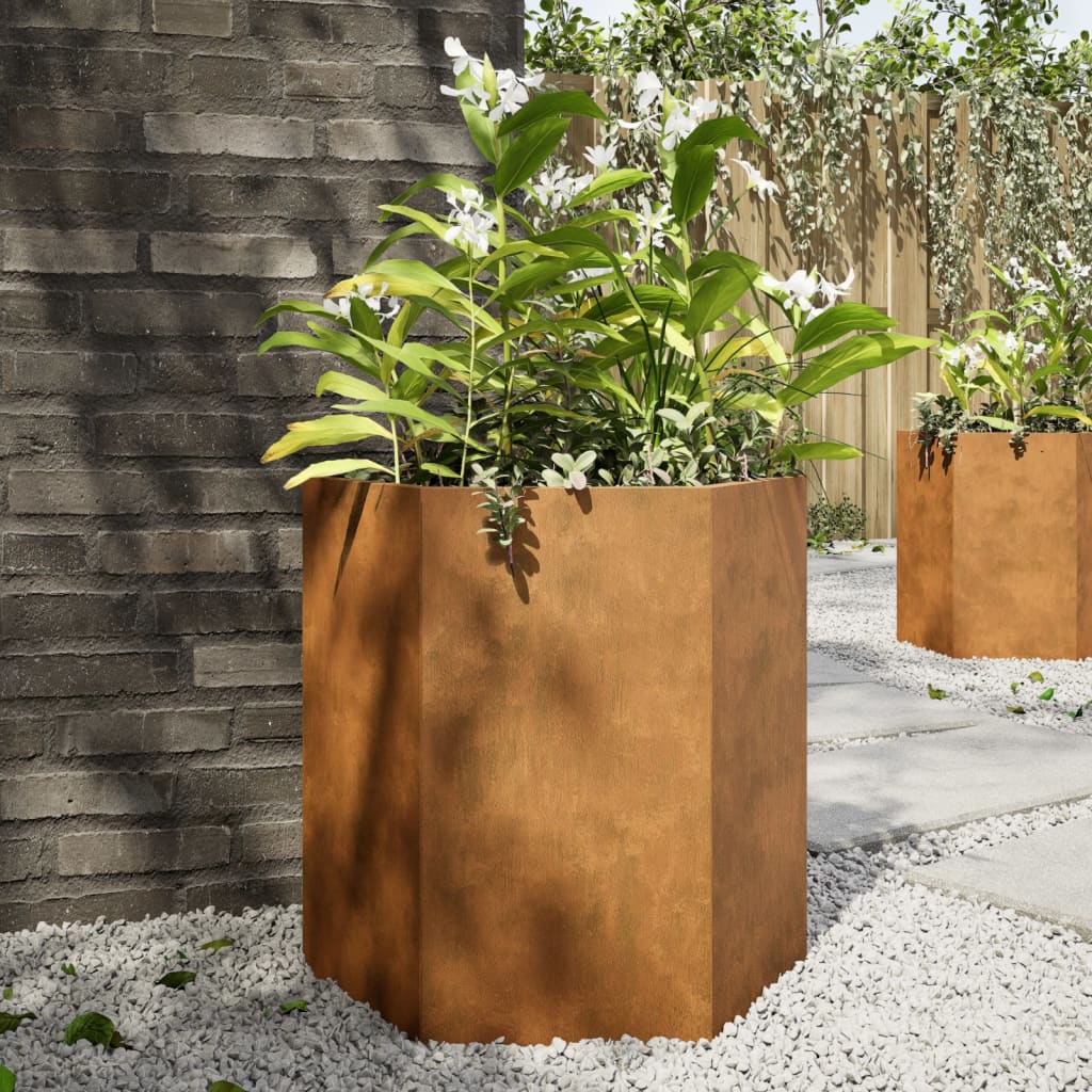 Jardineras Hexagonales Acero Desgastado
