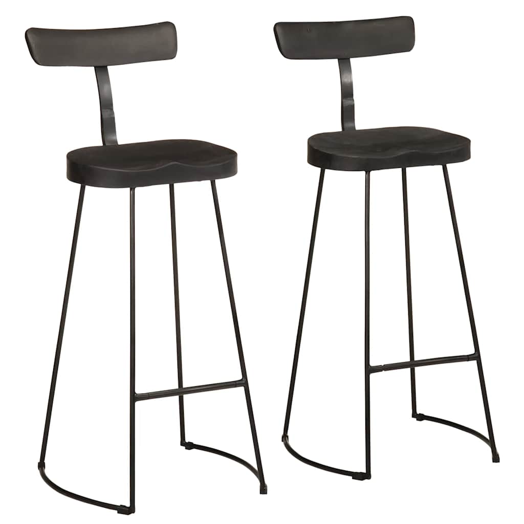 Taburetes De Barra 2 Uds Madera Maciza Mango