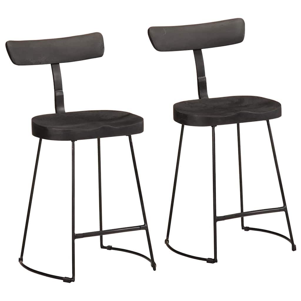 Taburetes De Barra 2 Uds Madera Maciza Mango
