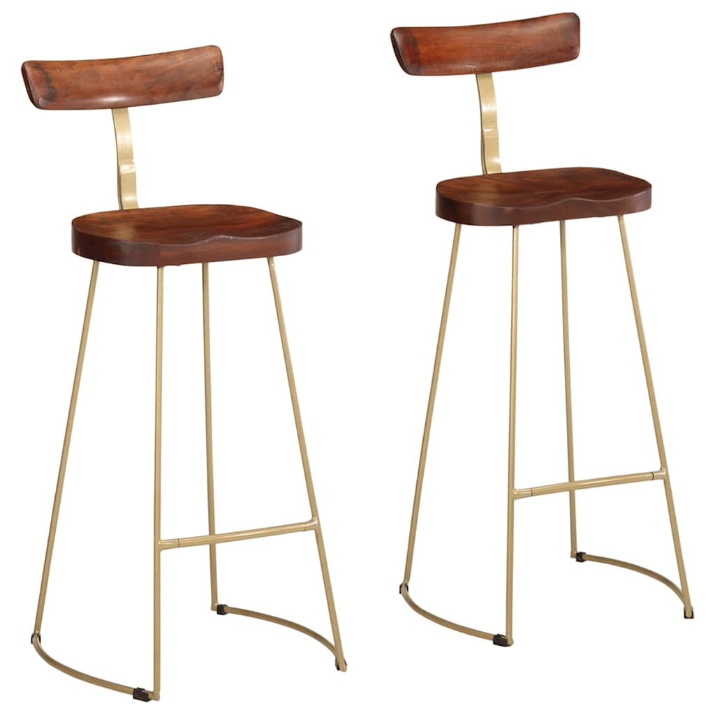 Taburetes De Barra 2 Uds Madera Maciza Mango