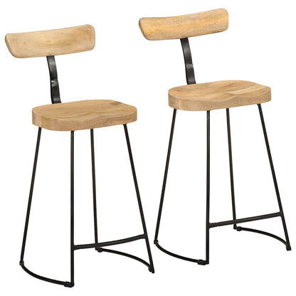 Taburetes De Barra 2 Uds Madera Maciza Mango