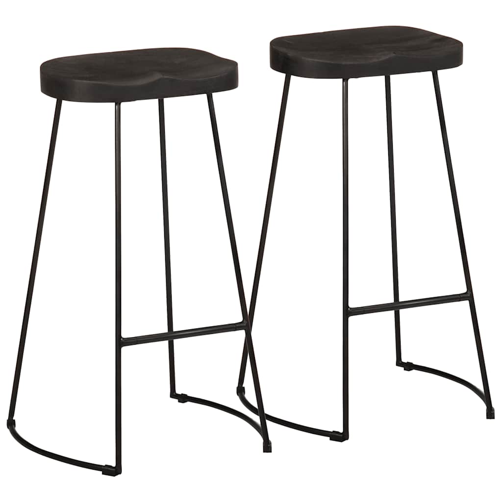 Taburetes De Barra 2 Uds Madera Maciza Mango