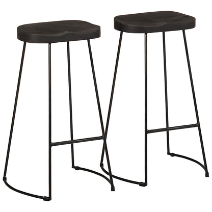 Taburetes De Barra 2 Uds Madera Maciza Mango