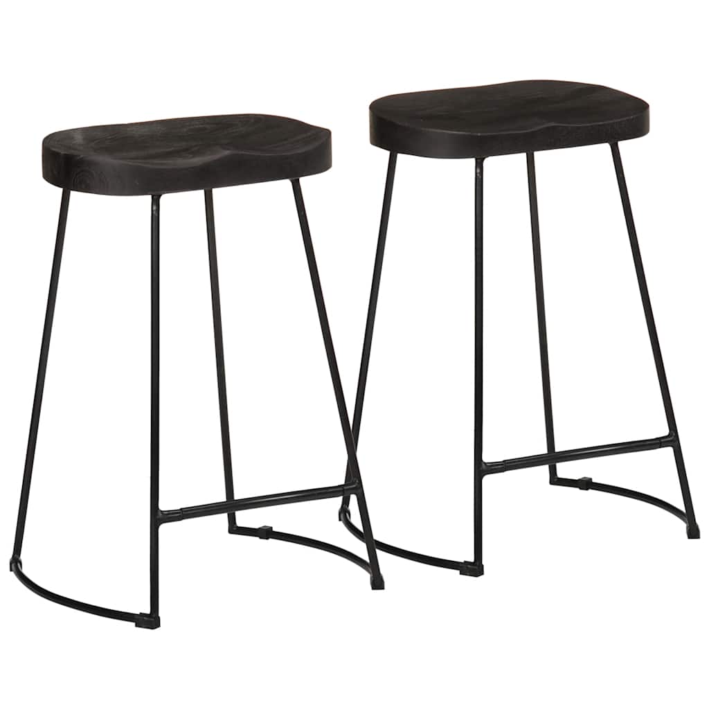 Taburetes De Barra 2 Uds Madera Maciza Mango