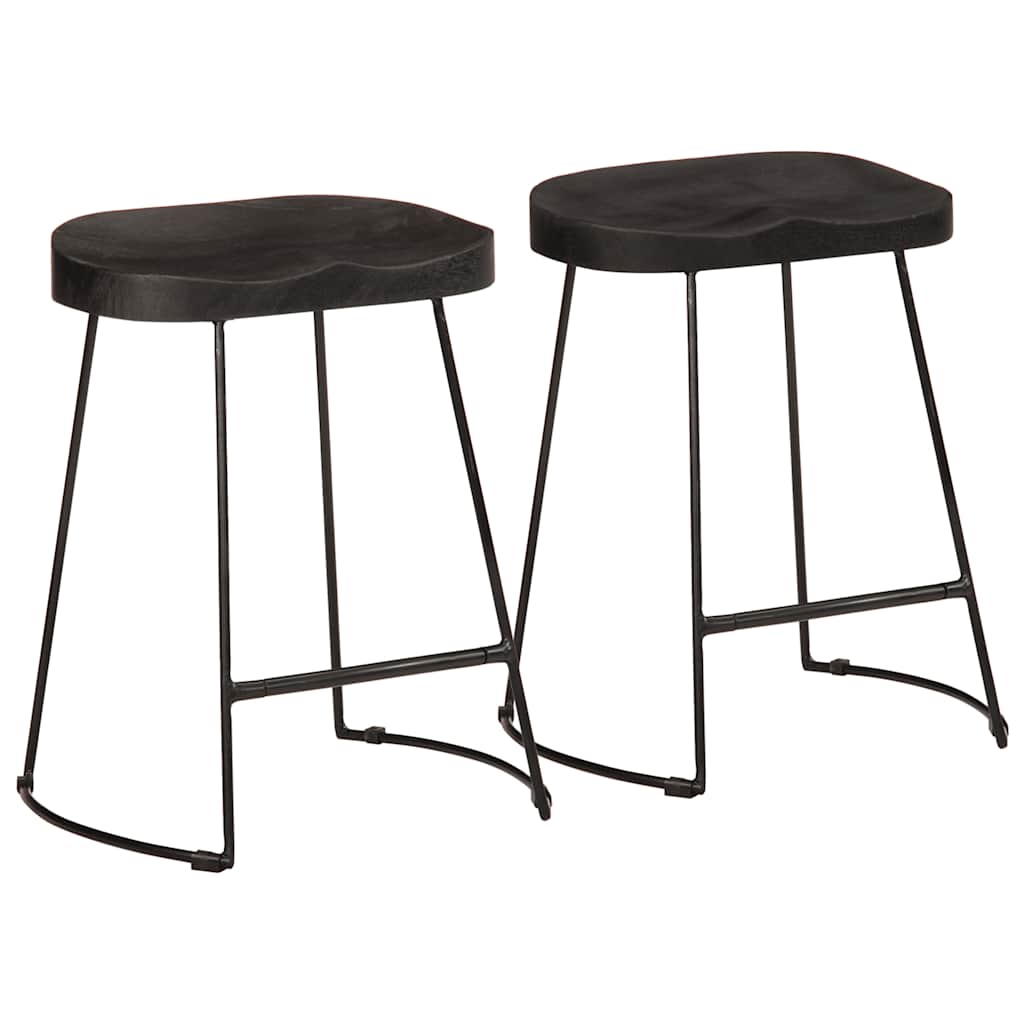 Taburetes De Barra 2 Uds Madera Maciza Mango