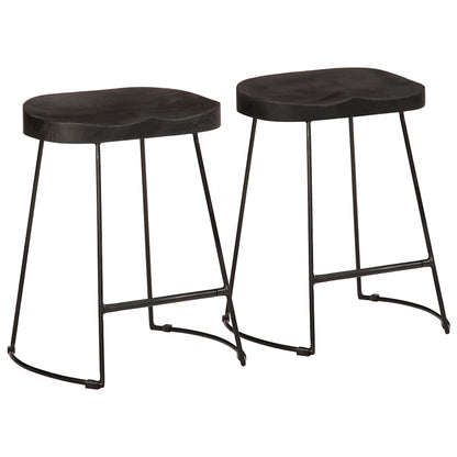 Taburetes De Barra 2 Uds Madera Maciza Mango