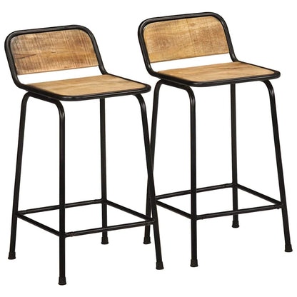 Taburetes De Barra 2 Uds 46X35,5X70 Cm Madera Maciza De Mango 2