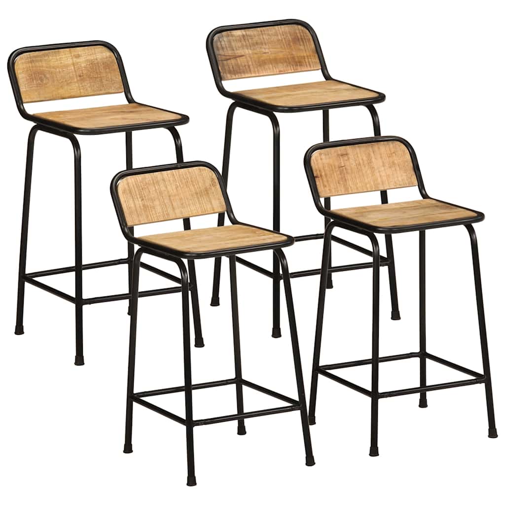 Taburetes De Barra 4 Uds 46X35,5X80 Cm Madera Maciza De Mango 4